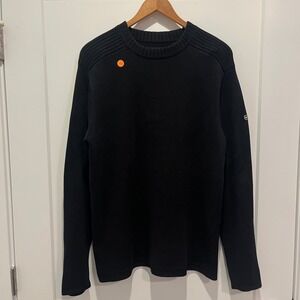 VNT Victorinox Swiss Army Mens Black Cotton Blend Ribbed Shoulder Sweater Size M